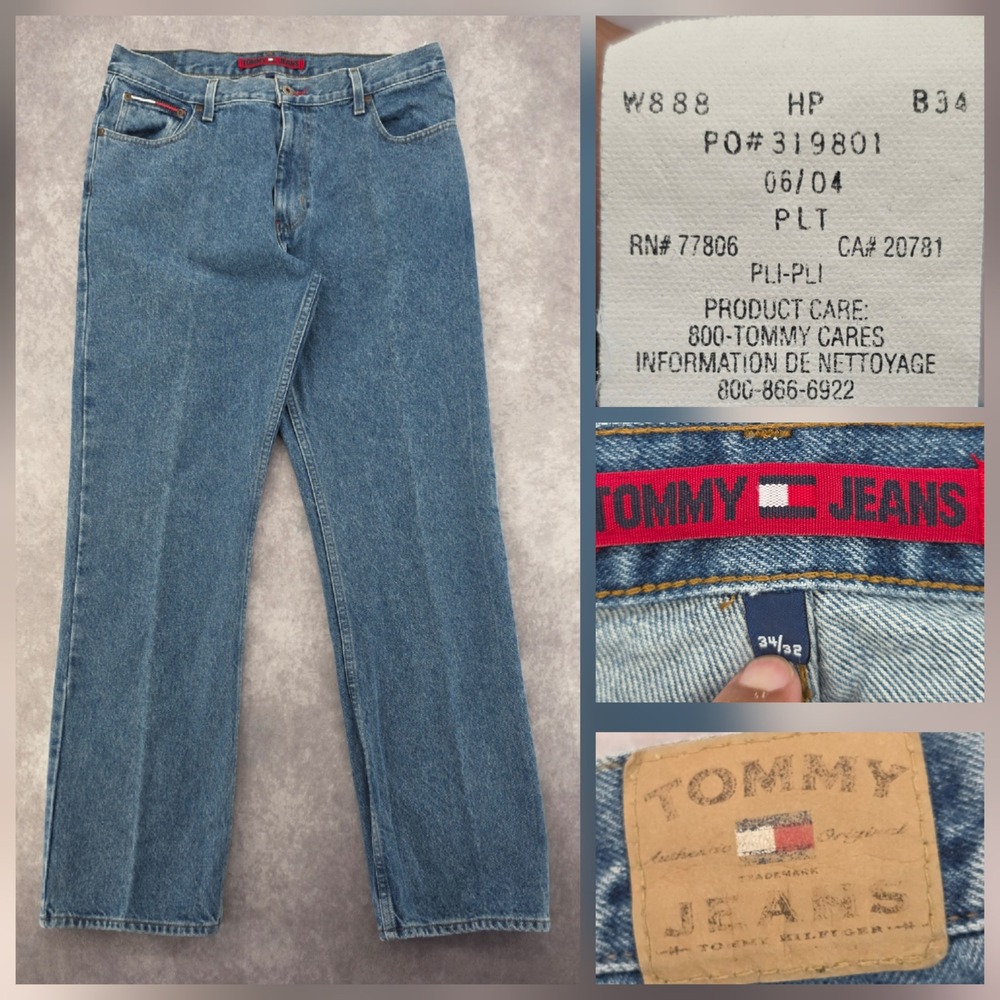 Vintage Tommy Hilfiger Jeans Mens 34x32 Straight Leg Denim Blue Medium Wash Y2K